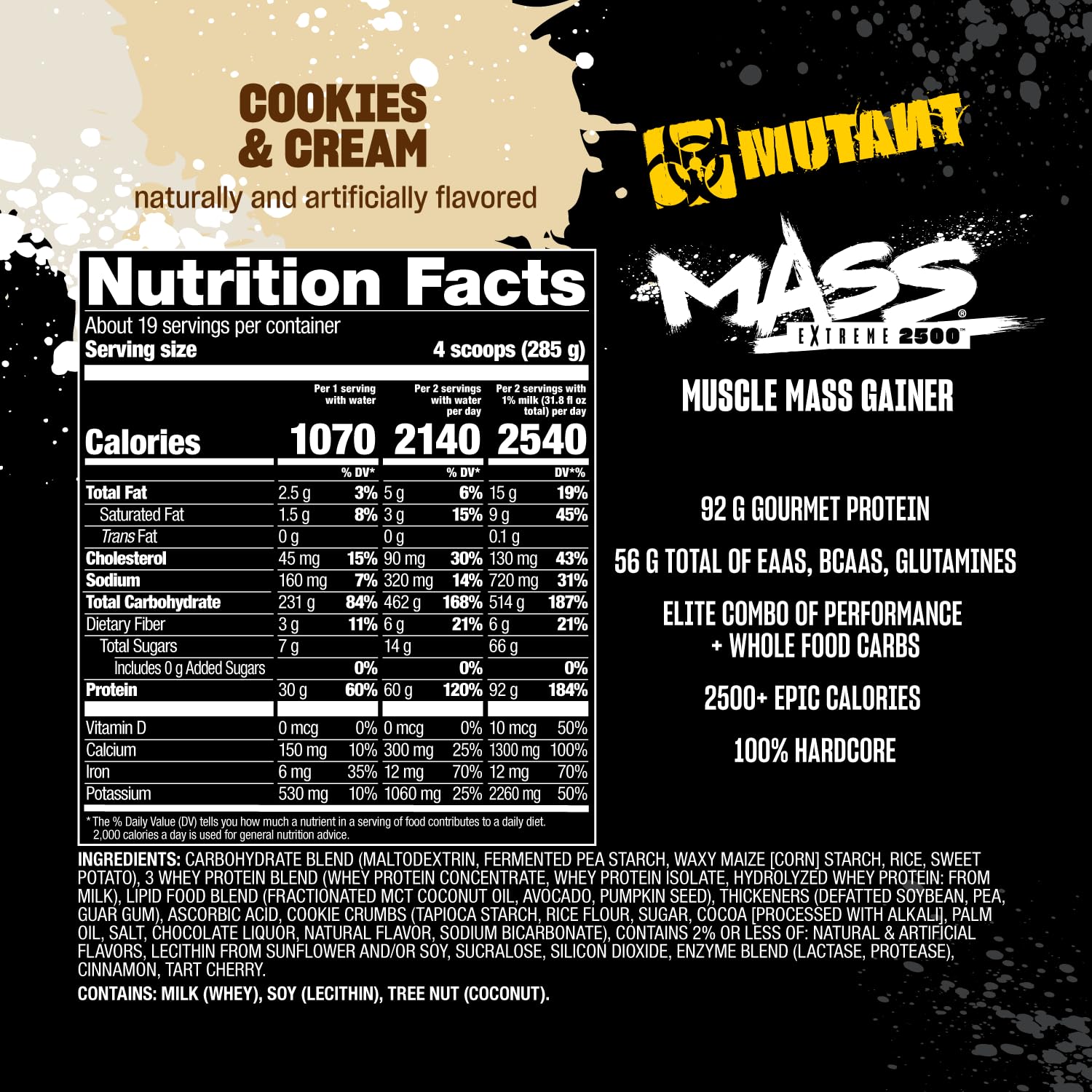 Mutant Mass Extreme Gainer powder-dispense shows clean packaging and resealability.