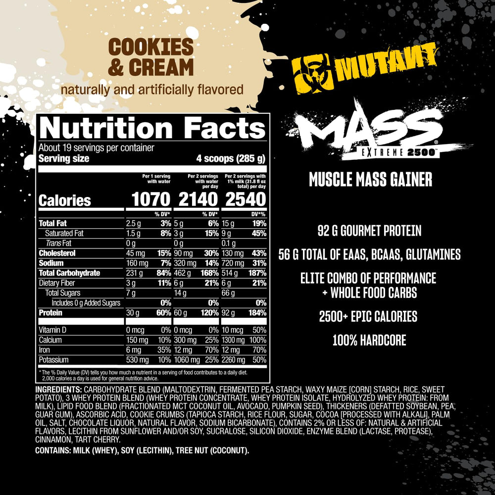 Mutant Mass Extreme Gainer powder-dispense shows clean packaging and resealability.