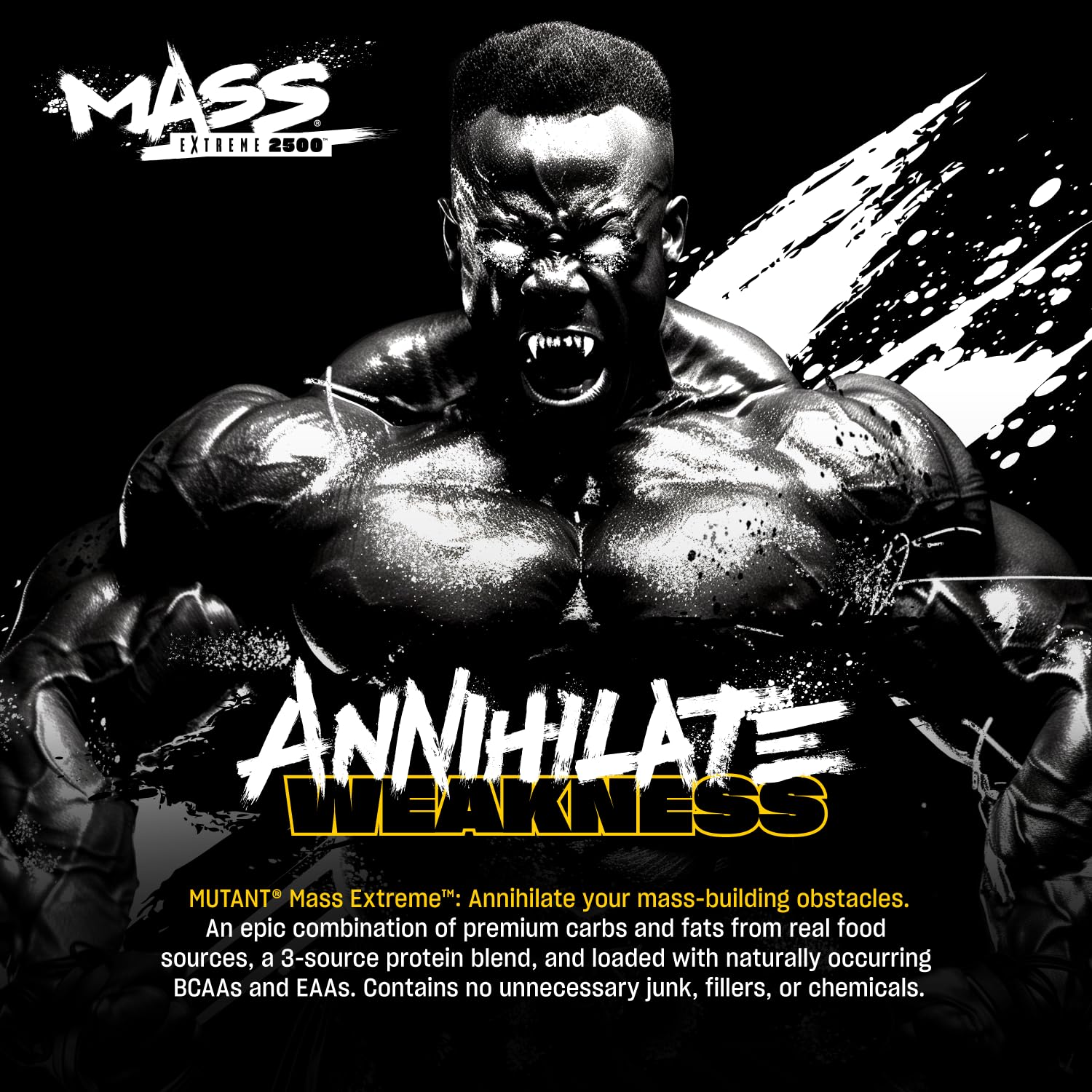 Mutant Mass Extreme Gainer mixer highlights smooth texture and shake-ready consistency.