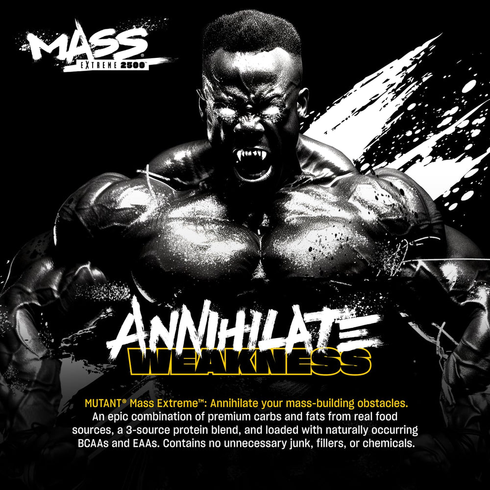 Mutant Mass Extreme Gainer mixer highlights smooth texture and shake-ready consistency.