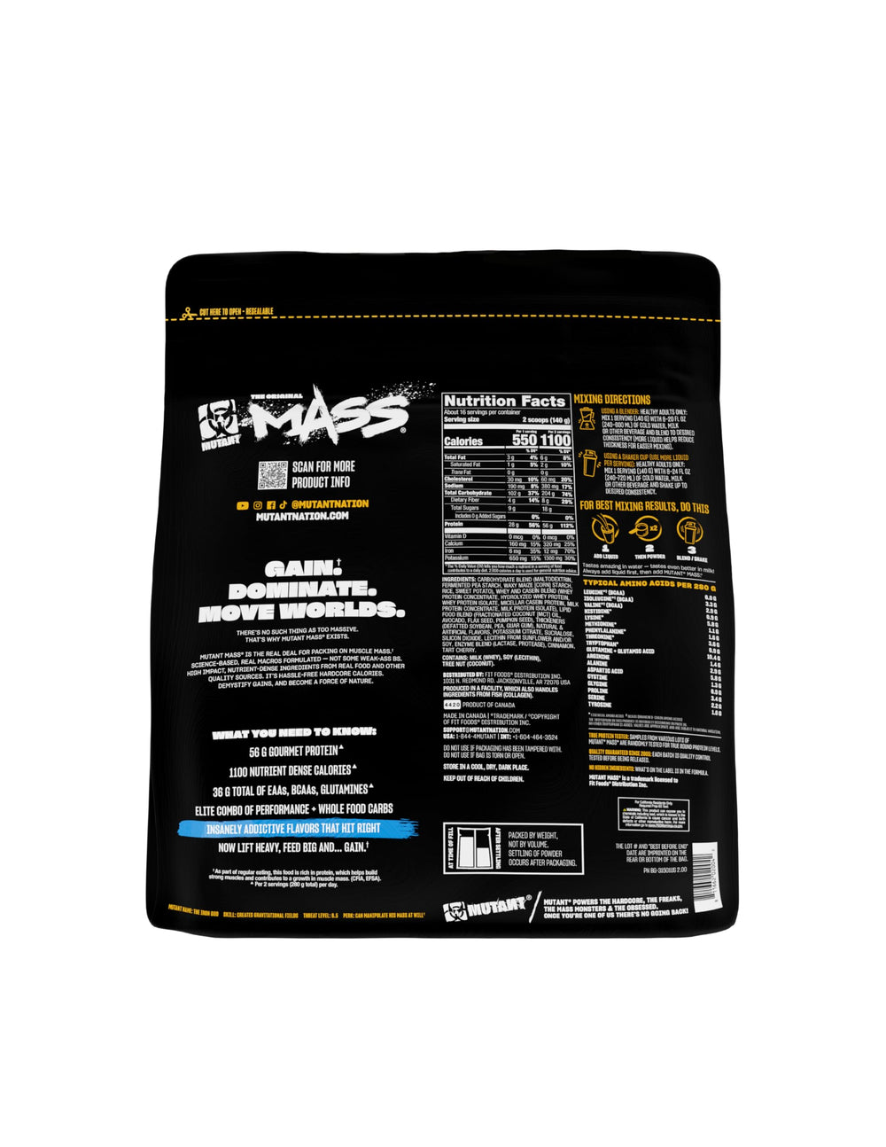 Mutant Mass gourmet taste label suggests indulgent flavor