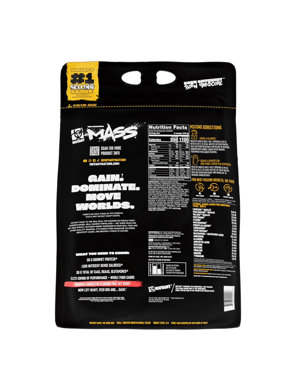 Mutant Mass nutrition label close up for bulk planning