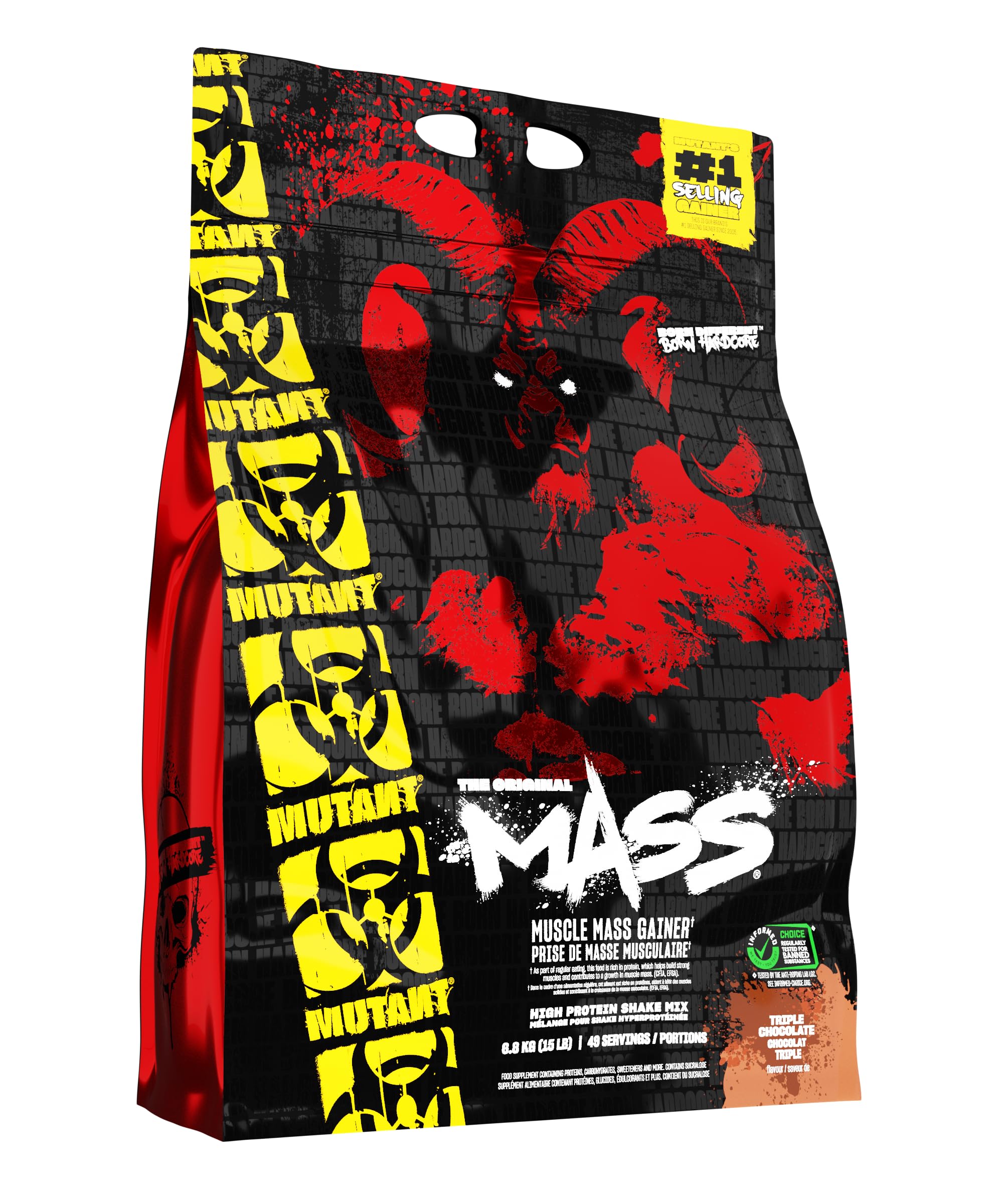 Mutant Mass weight gainer bottle pouring for bulk-friendly shake
