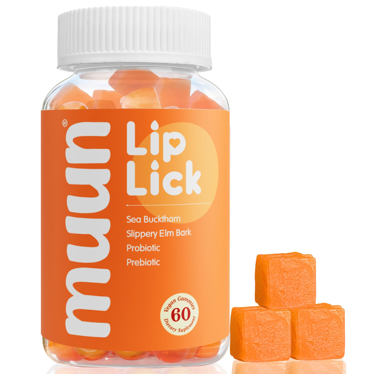 Muun Intimate Moisture Gummy bottle-side view for discreet daily comfort.
