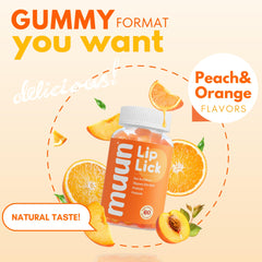 Muun Intimate Moisture Gummy peach-orange flavor signals tasty, convenient feminine care.