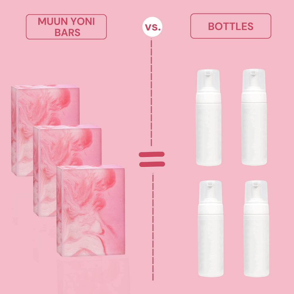 Muun Yoni Bar aroma floral suave de rosa para una experiencia agradable.