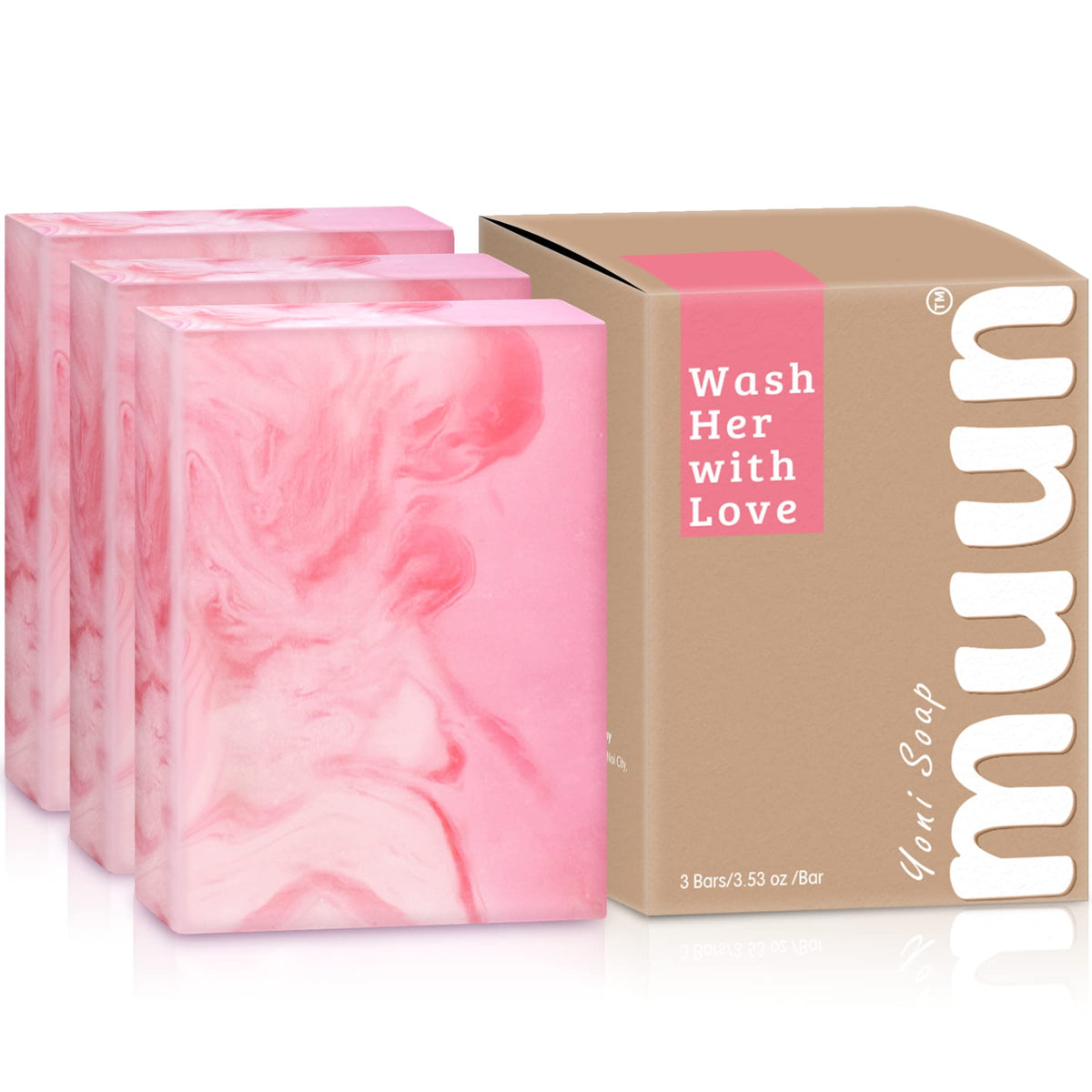 Muun Yoni Bar Pack 3 Rosa, limpieza suave para la zona íntima.