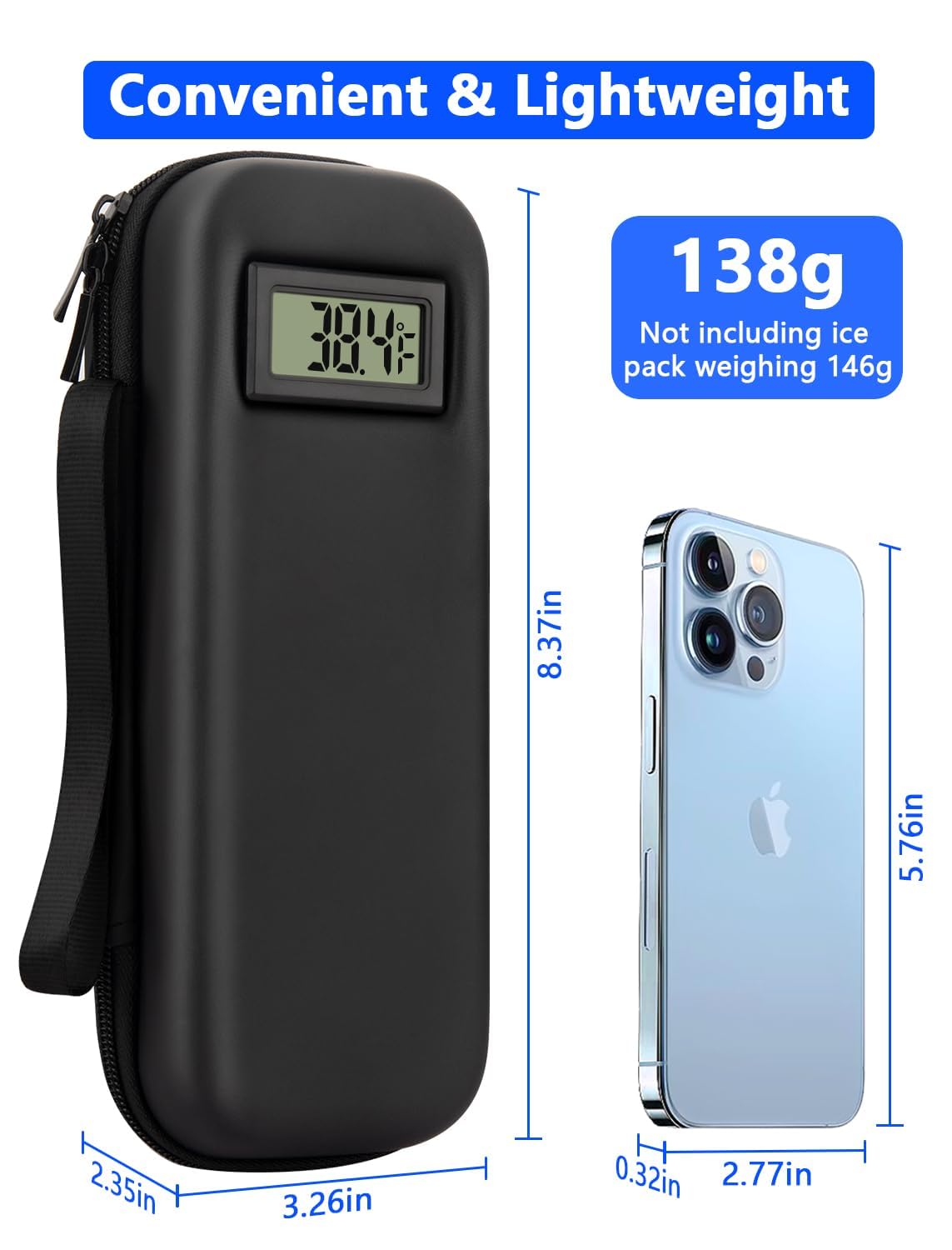Mviioe insulin cooler travel case fits in a backpack for discreet daily use.