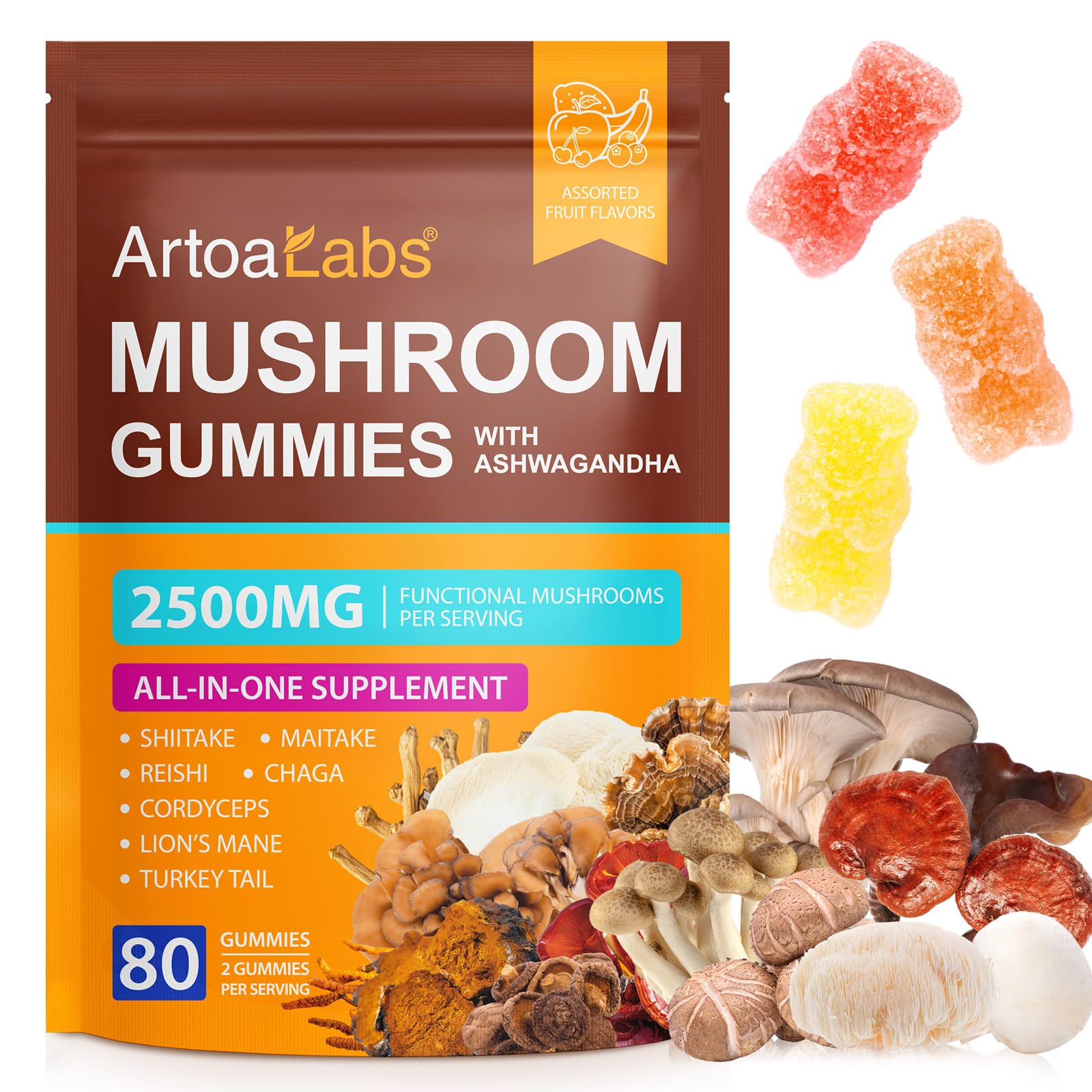 MXCZBSM Mushroom Gummies bottle promoting daily focus and energy support.
