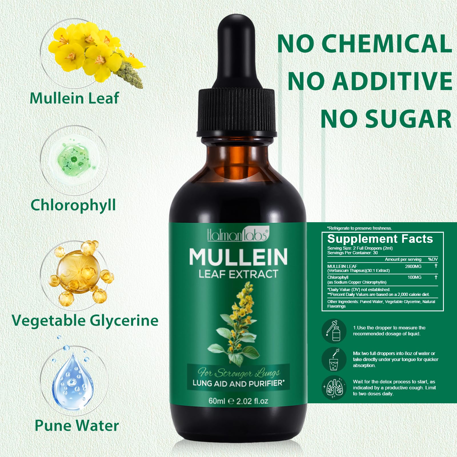 MXCZBSM Mullein Drops in water for easy daily use