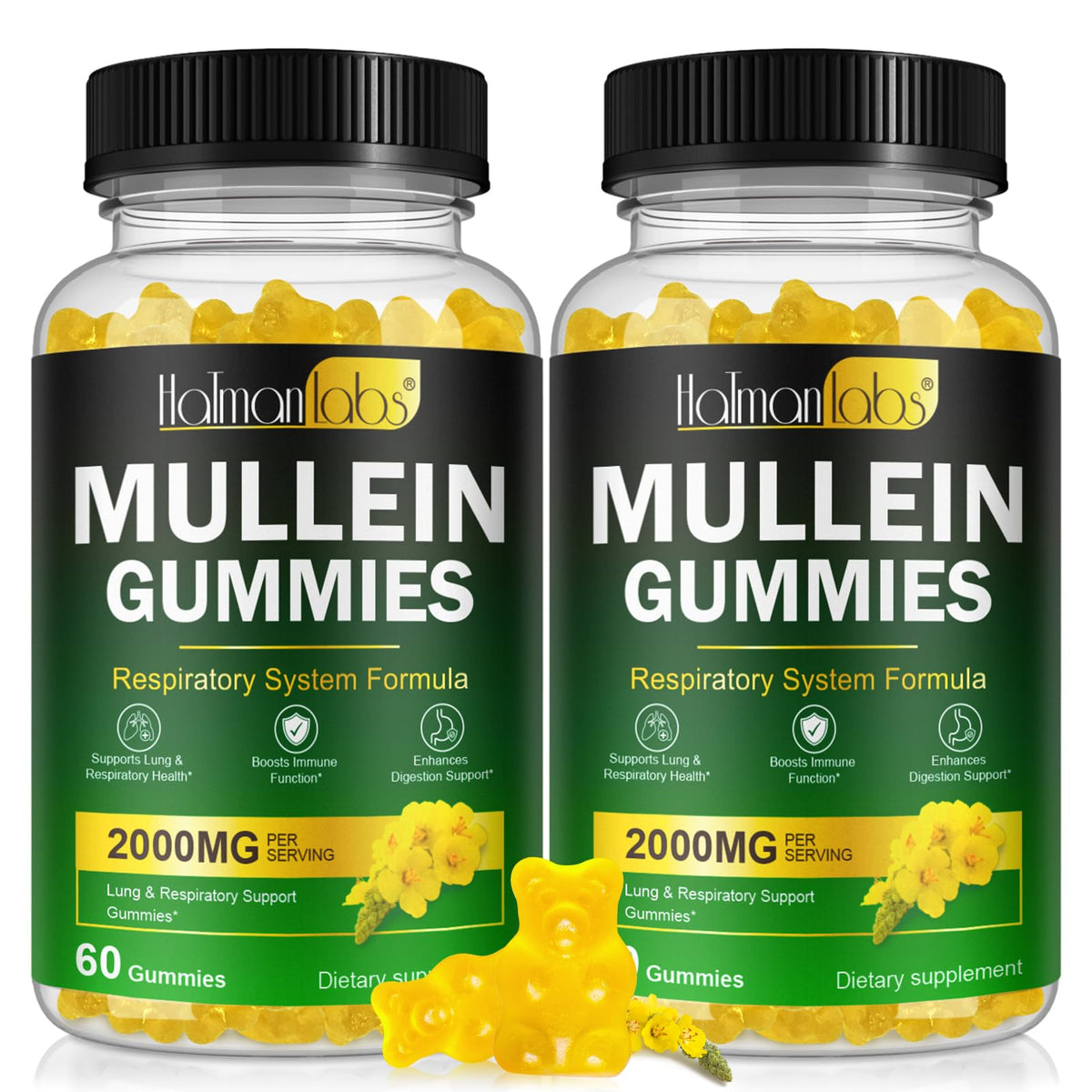 MXCZBSM mullein gummies bottle view highlighting pear flavor for everyday respiratory comfort.