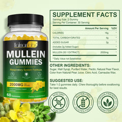 MXCZBSM mullein gummies label close-up emphasizing natural mullein leaf extract.