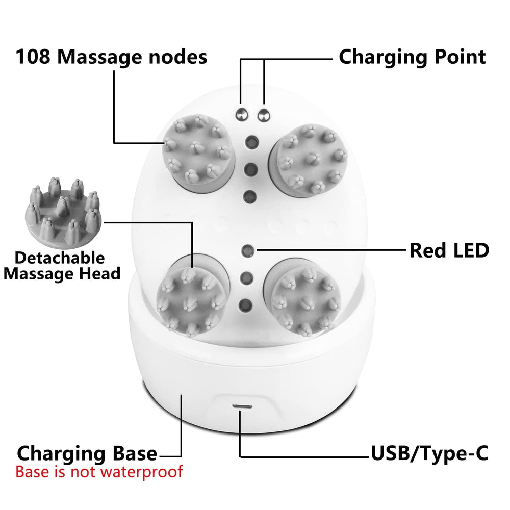 mxm2mxm massager with four modes for kneading, vibration, and red light.