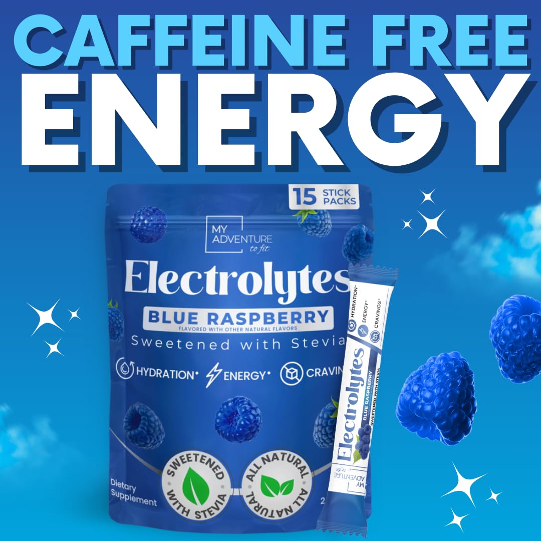 My Adventure to Fit Zero Sugar Blue Raspberry pack-shot highlighting flavor and portability