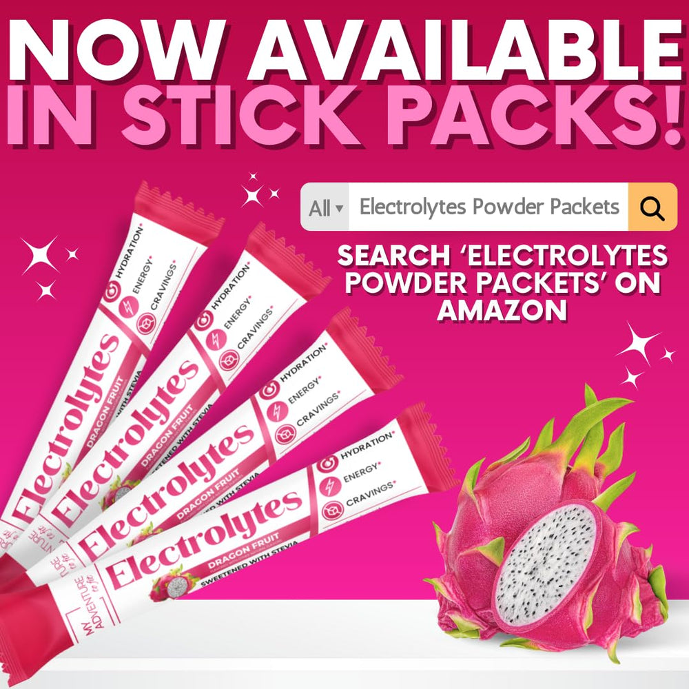 My Adventure to Fit Dragon Fruit Electrolytes Sticks on a store shelf.