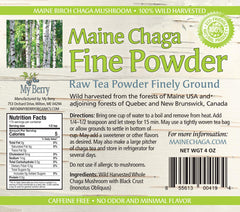 My Berry Maine Chaga Fine Powder steeping in hot water for tea