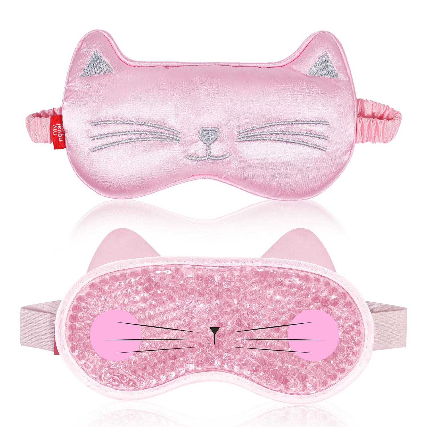 Set de mascaras ojos My Novel Things con gato rosa para descanso.