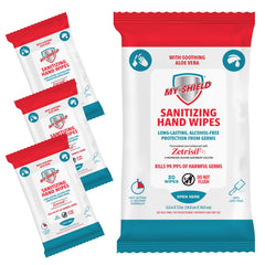 My-Shield: toallitas sanitizantes para manos en viaje, protección práctica para días ocupados.