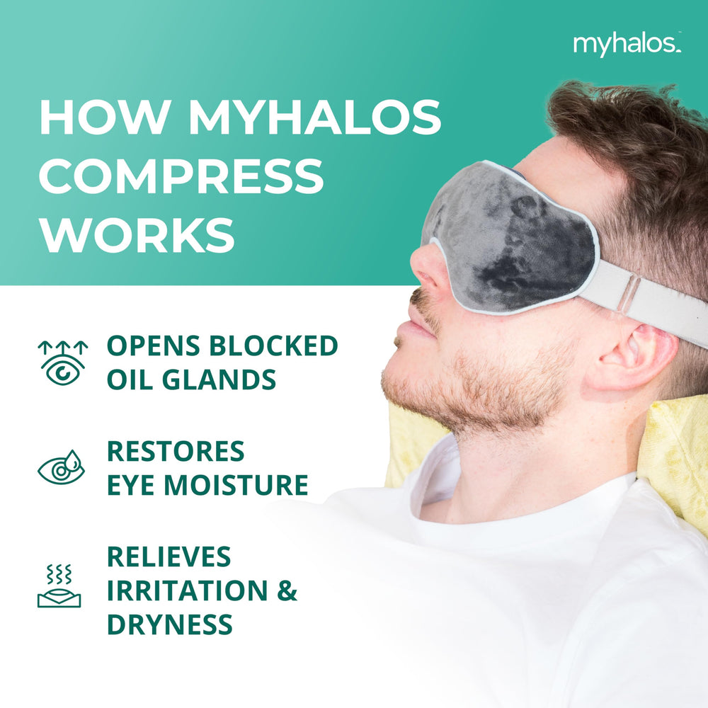 MyHalos eye mask adjustable strap keeps it securely in place during use.