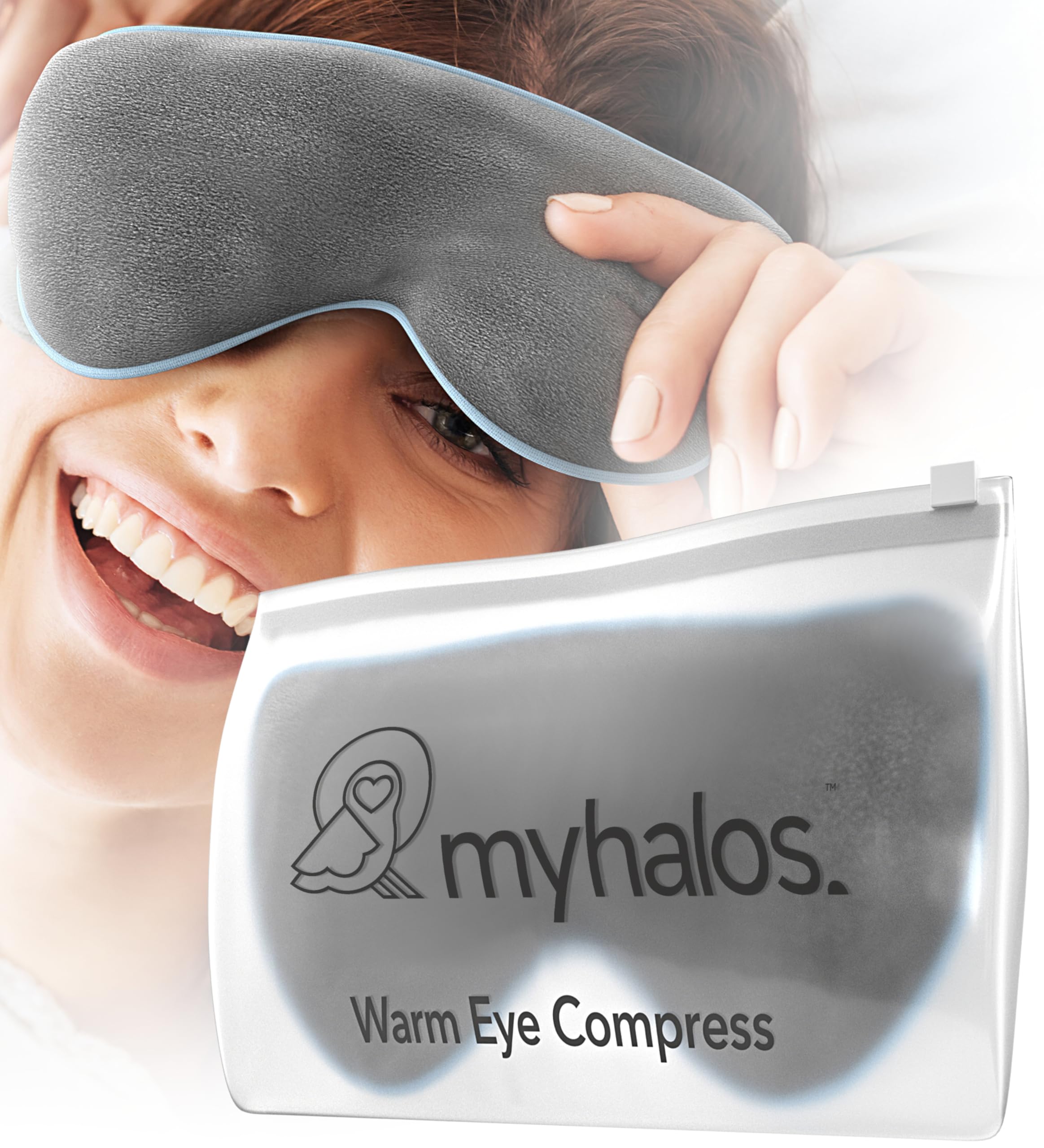 MyHalos heated eye mask in packaging offers convenient at-home relief for dry eyes.