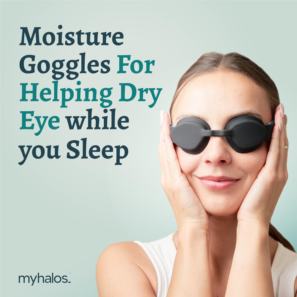 MyHalos moisture chamber glasses worn during sleep for cozy dryness relief
