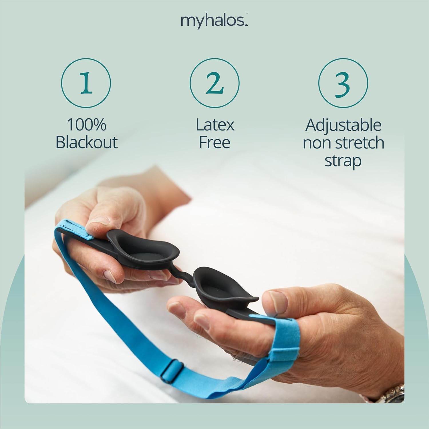 MyHalos moisture chamber glasses blackout design for undisturbed sleep