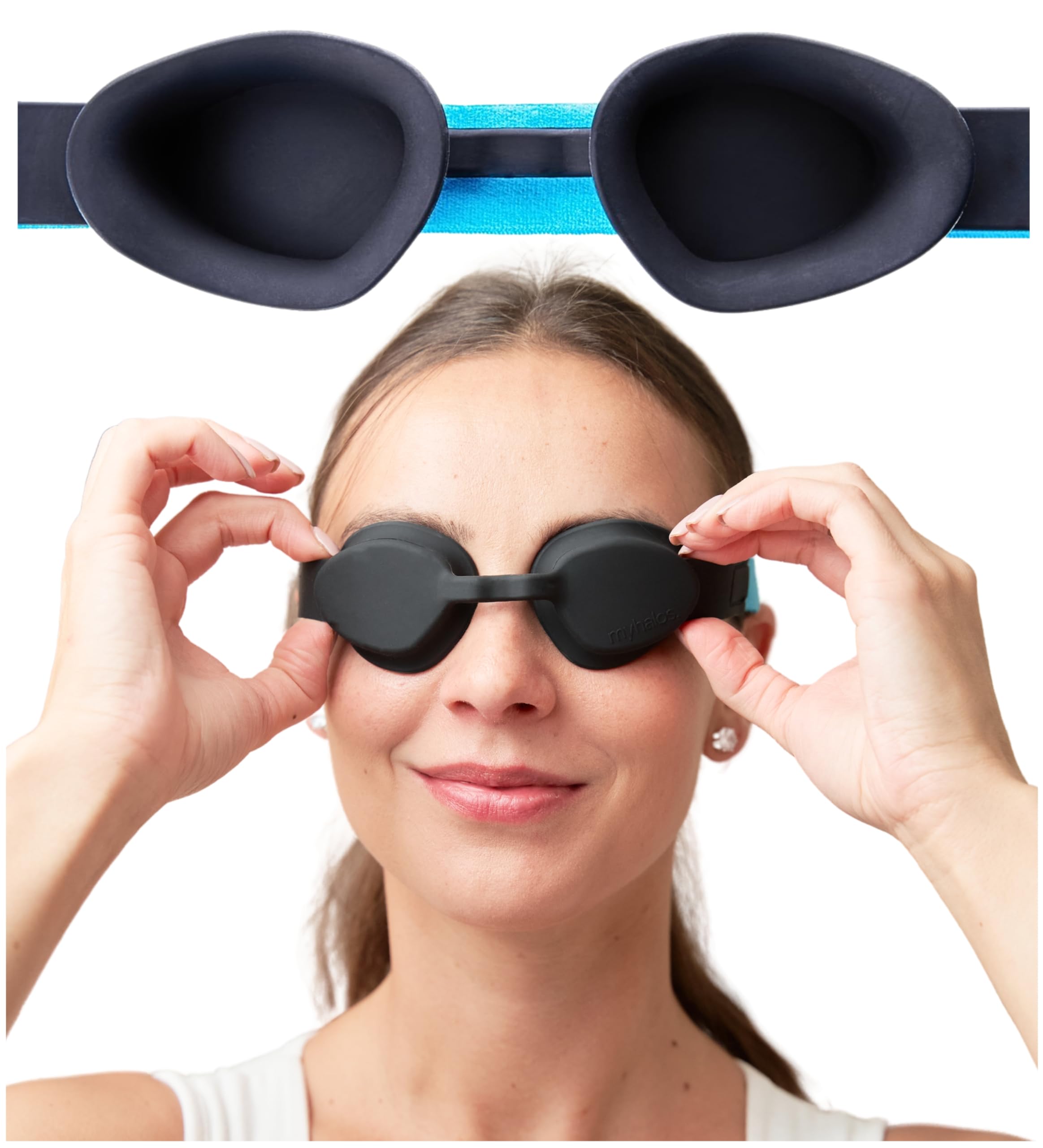 MyHalos moisture chamber glasses close-up silicone for comfortable sleep hydration