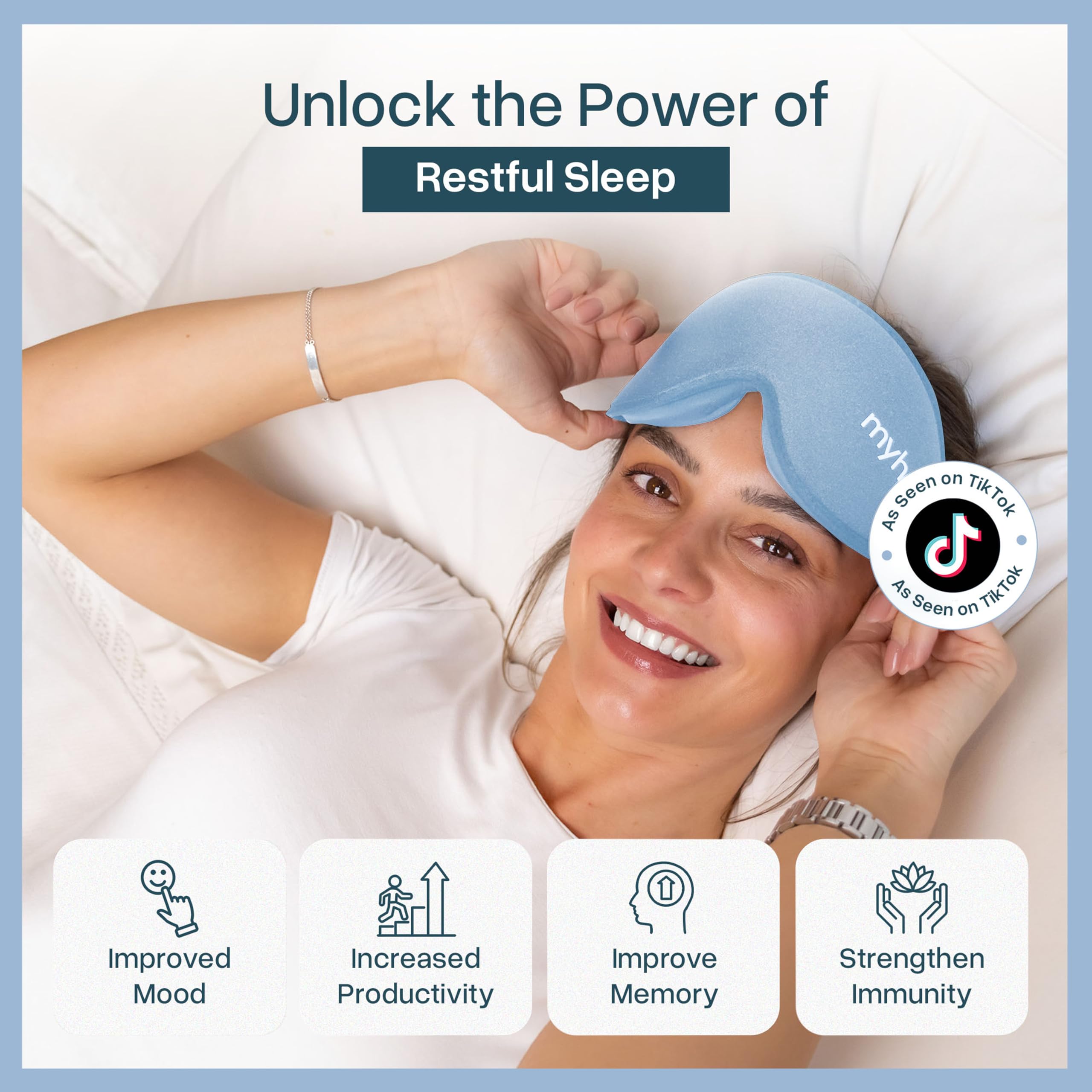 MyHalos Sleep Mask 100 blackout blocks light for deeper, uninterrupted nights.