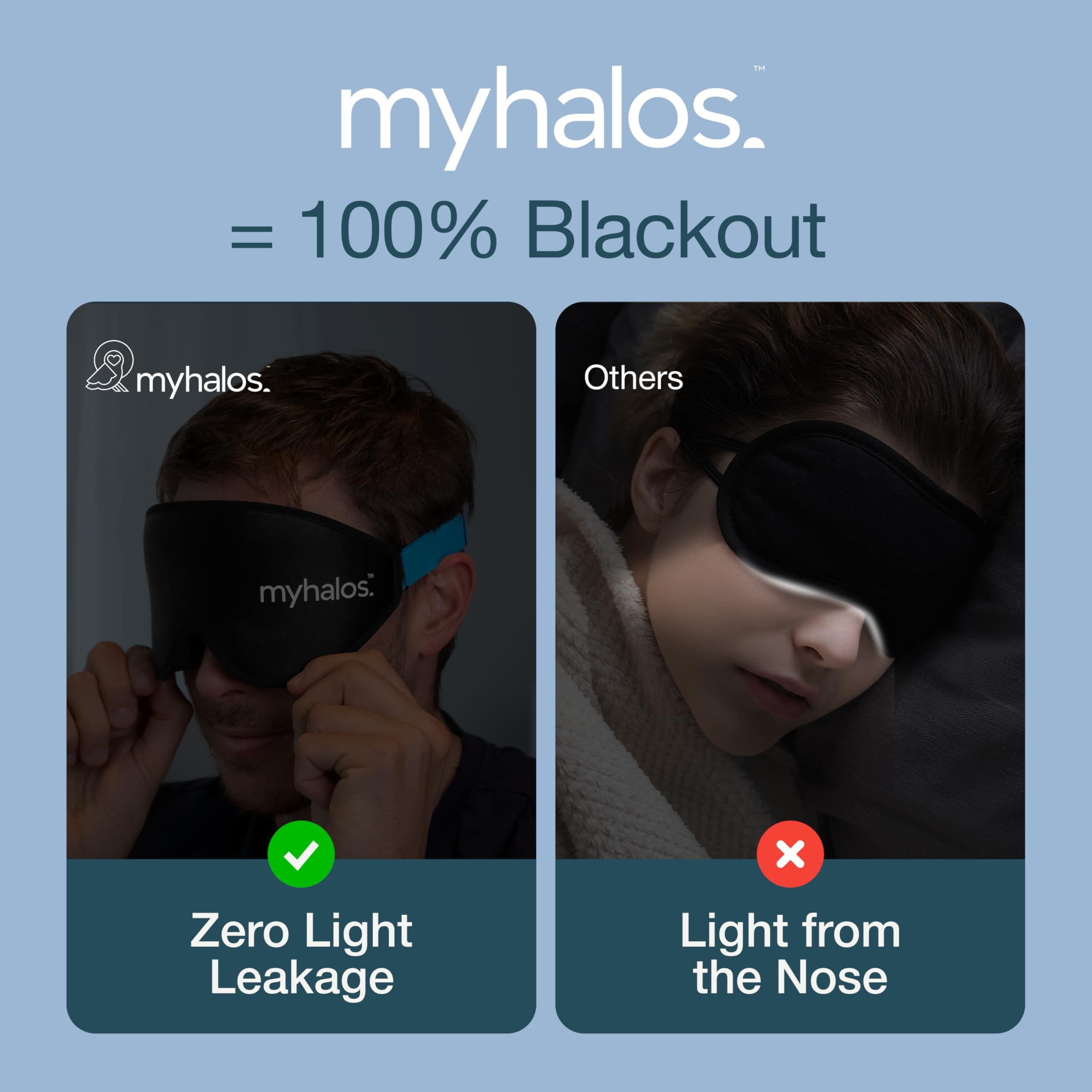MyHalos Sleep Mask breathable eye-area fabric promotes airflow
