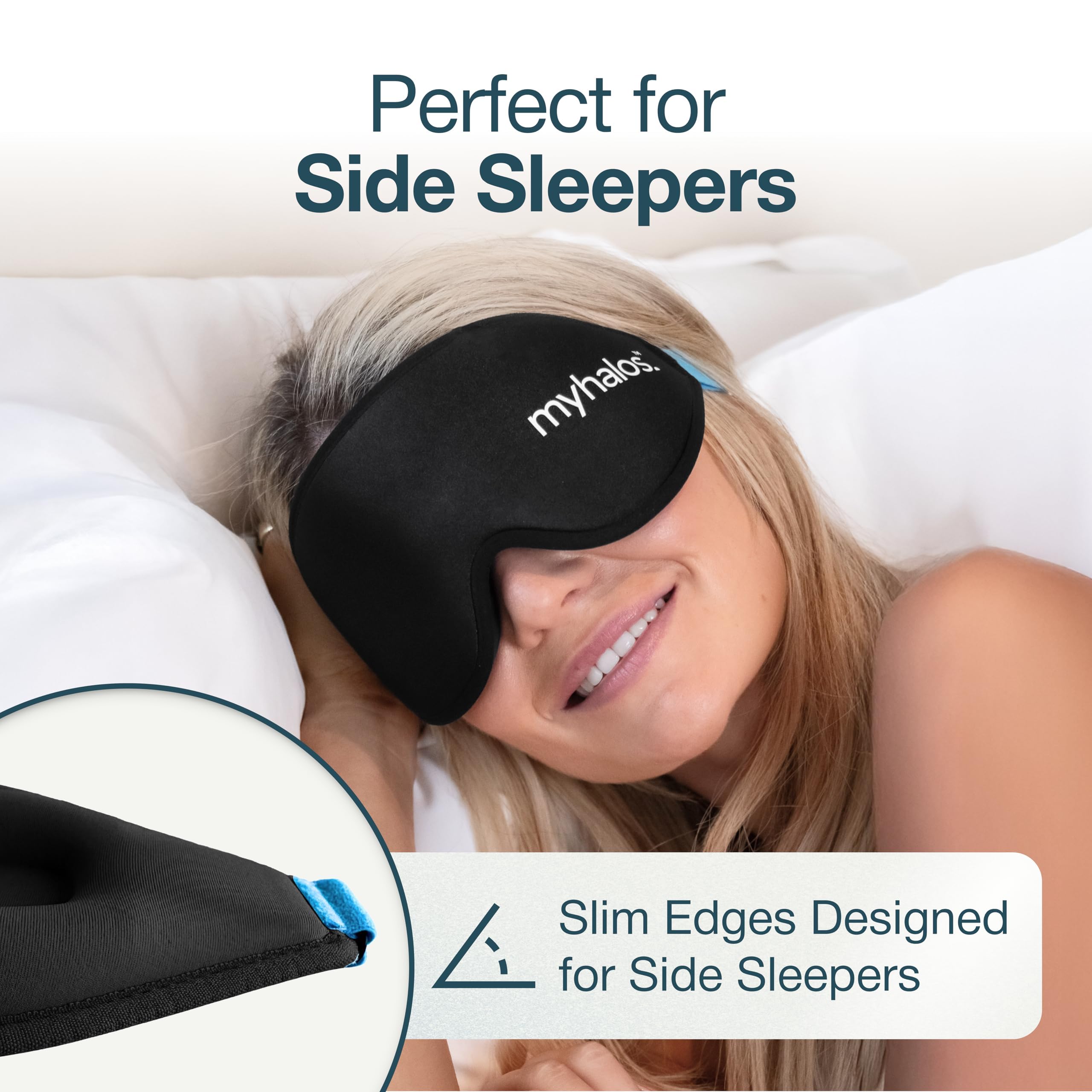 MyHalos Sleep Mask memory foam on soft fabric for comfort