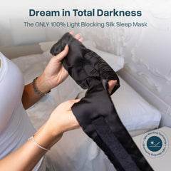 MyHalos travel silk mask with pouch supports restful on-the-go sleep.