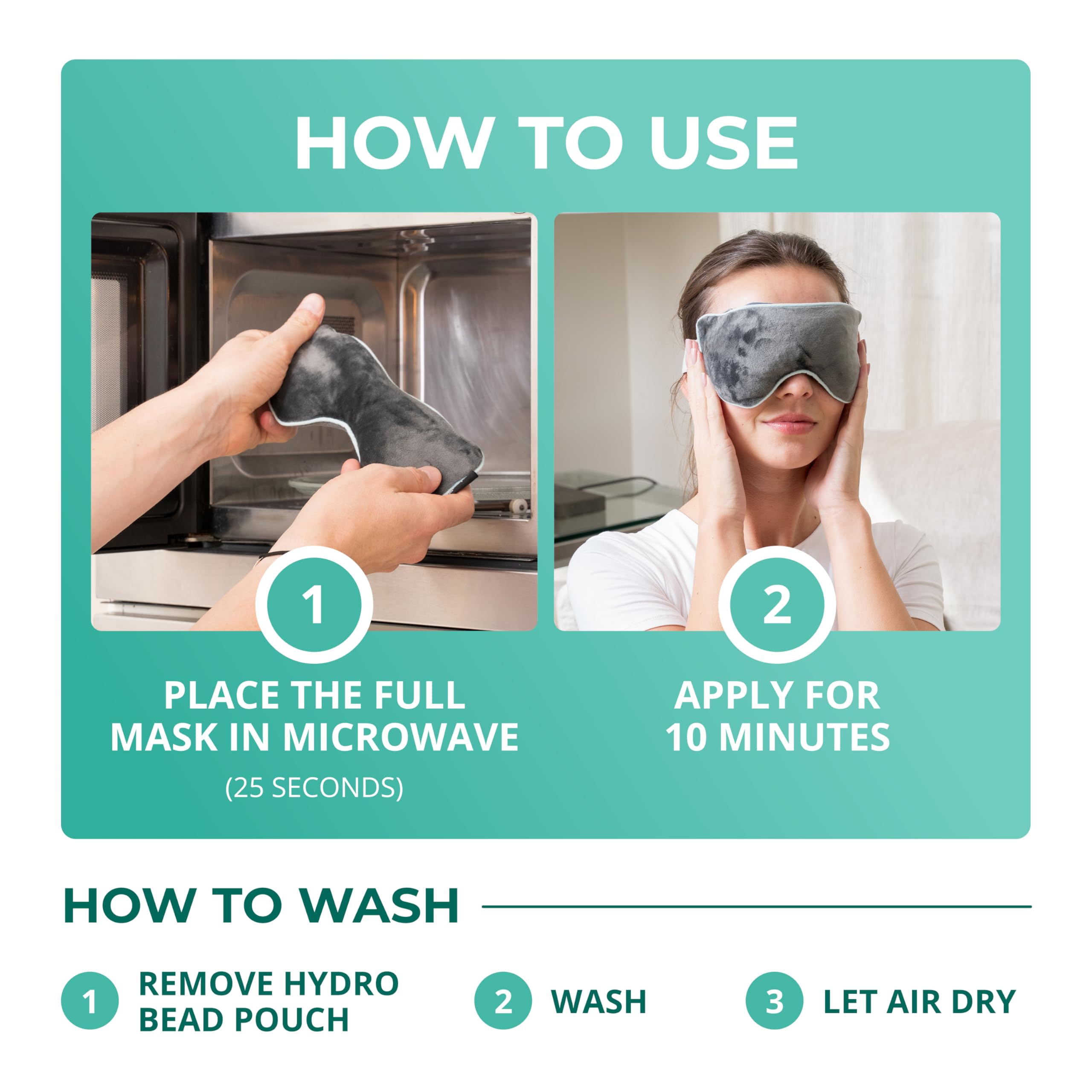 MyHalos washable eye mask is reusable and durable for ongoing care.