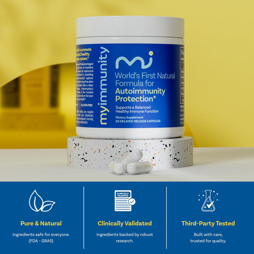 MyImmunity Balance grass-fed lactoferrin bottle highlighting NZ sourcing for immune support.