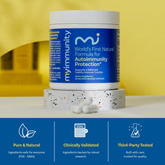 MyImmunity Balance grass-fed lactoferrin bottle highlighting NZ sourcing for immune support.