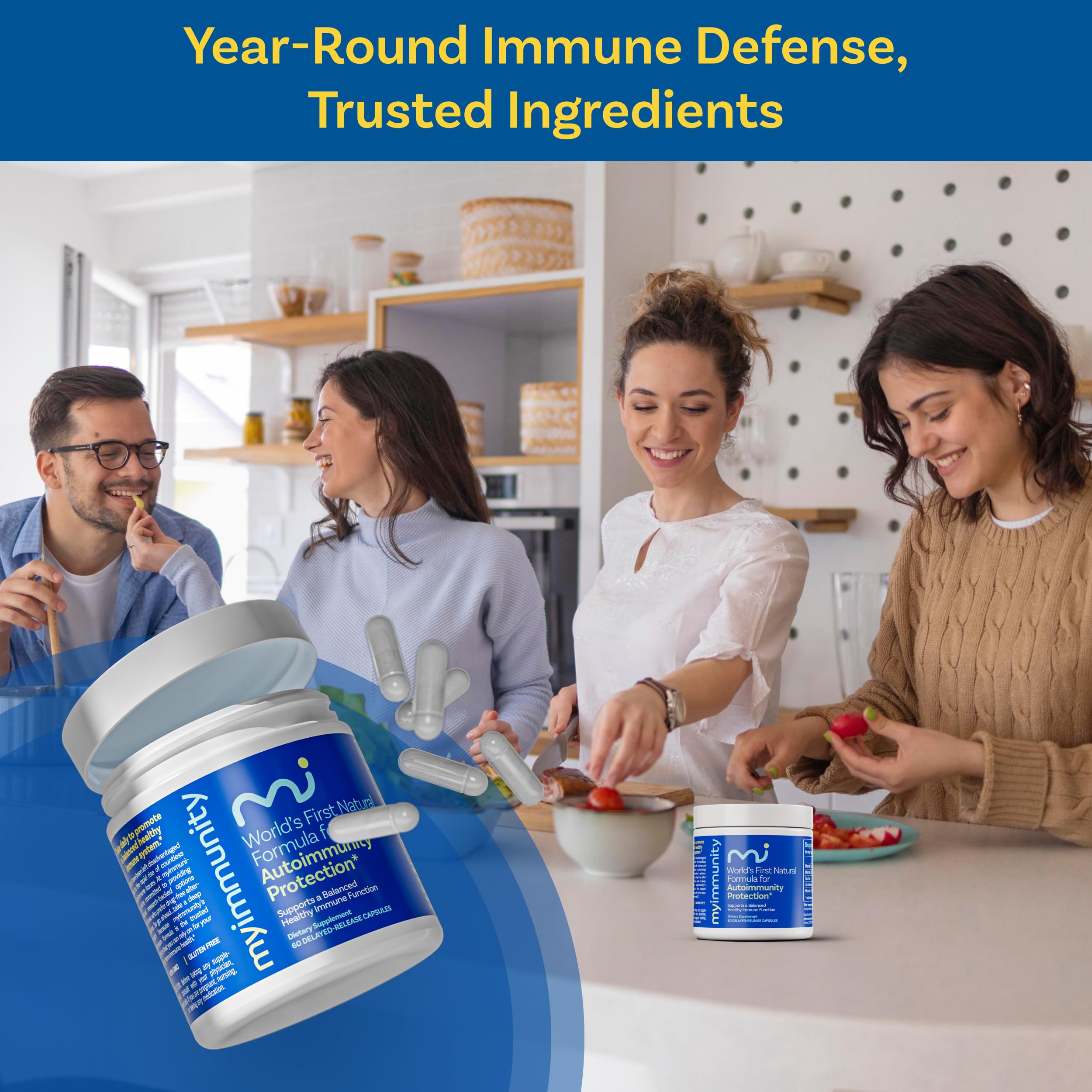 MyImmunity Balance bottle with label suggests easy daily routine for digestion and immunity.