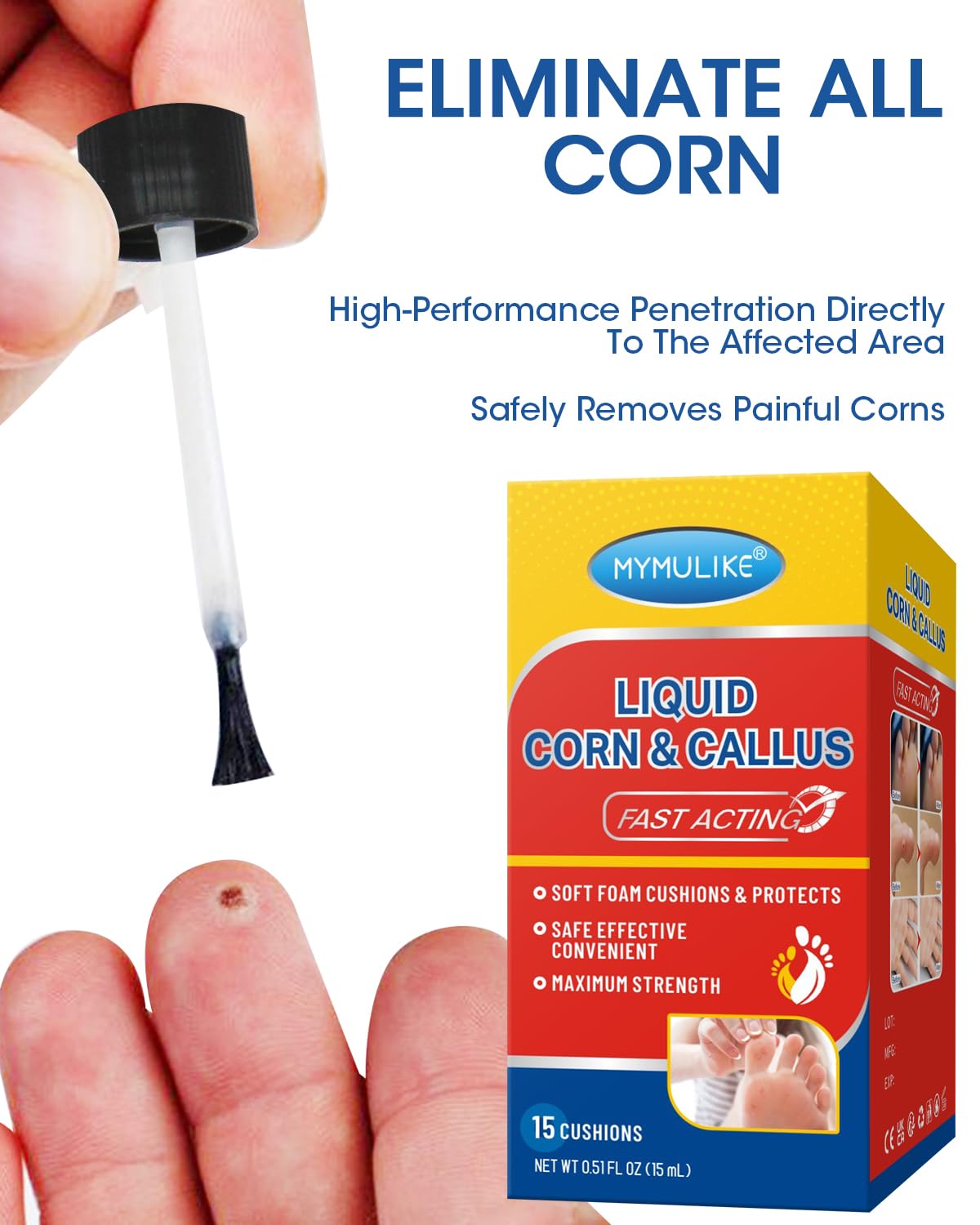 MYMULIKE cotton swabs included for careful spot coverage of corn areas.
