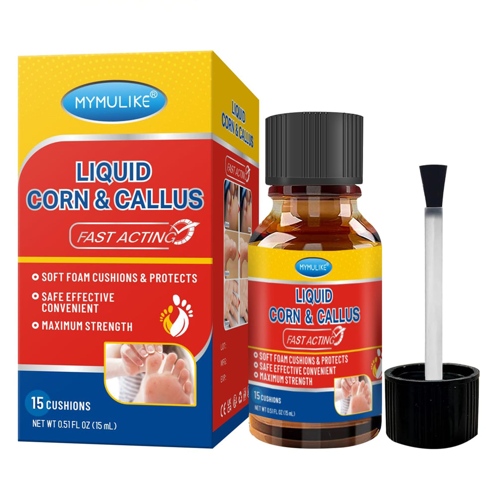 MYMULIKE liquid corn remover package showing the full at-home kit for targeted treatment.