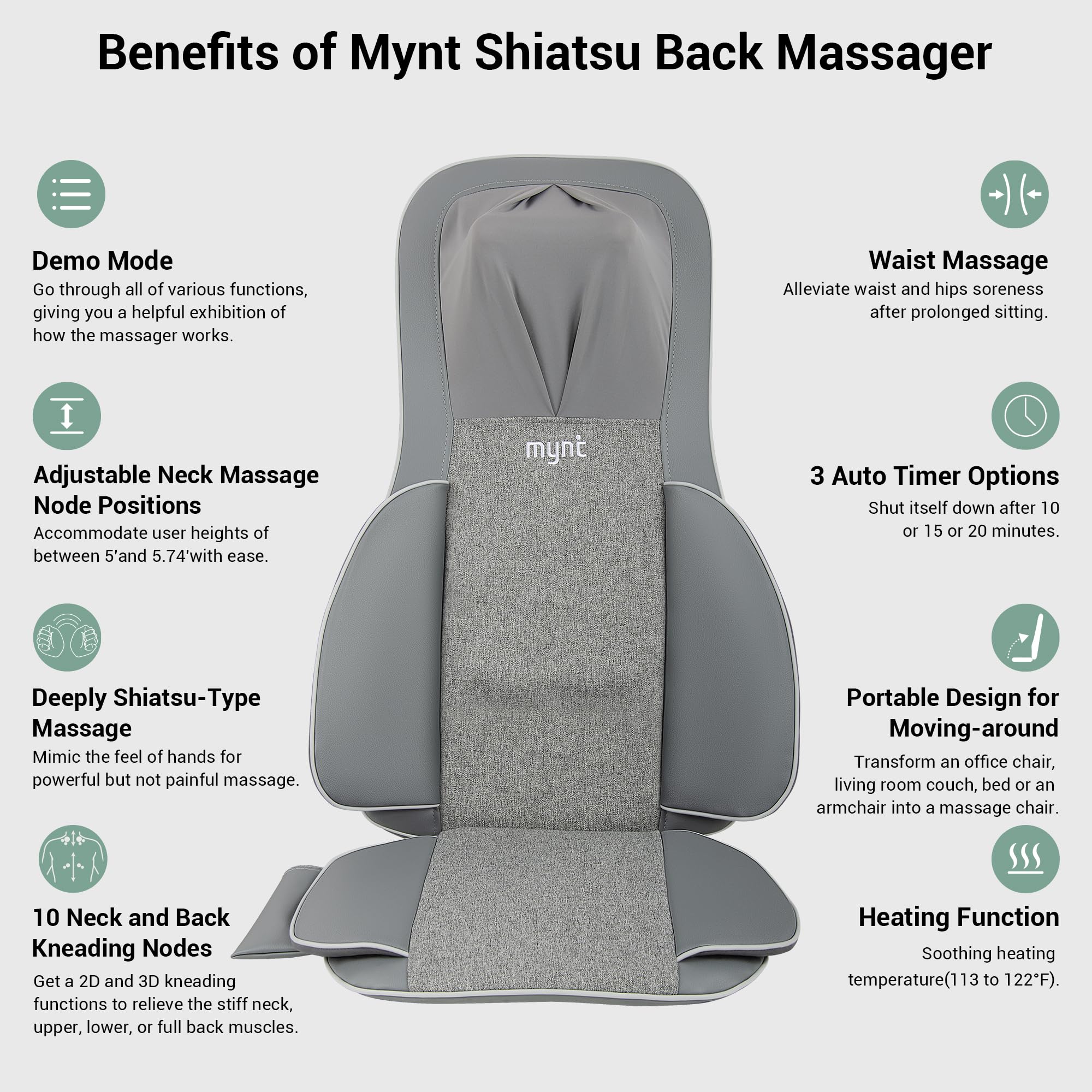 Mynt massager with 10 deep kneading nodes delivering focused tension relief.