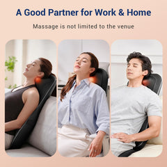 Adjustable height neck massage nodes fit users of varying heights for comfort