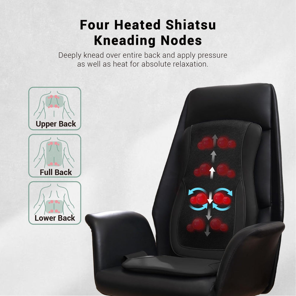 Mynt heated mode glows red during a soothing back massage