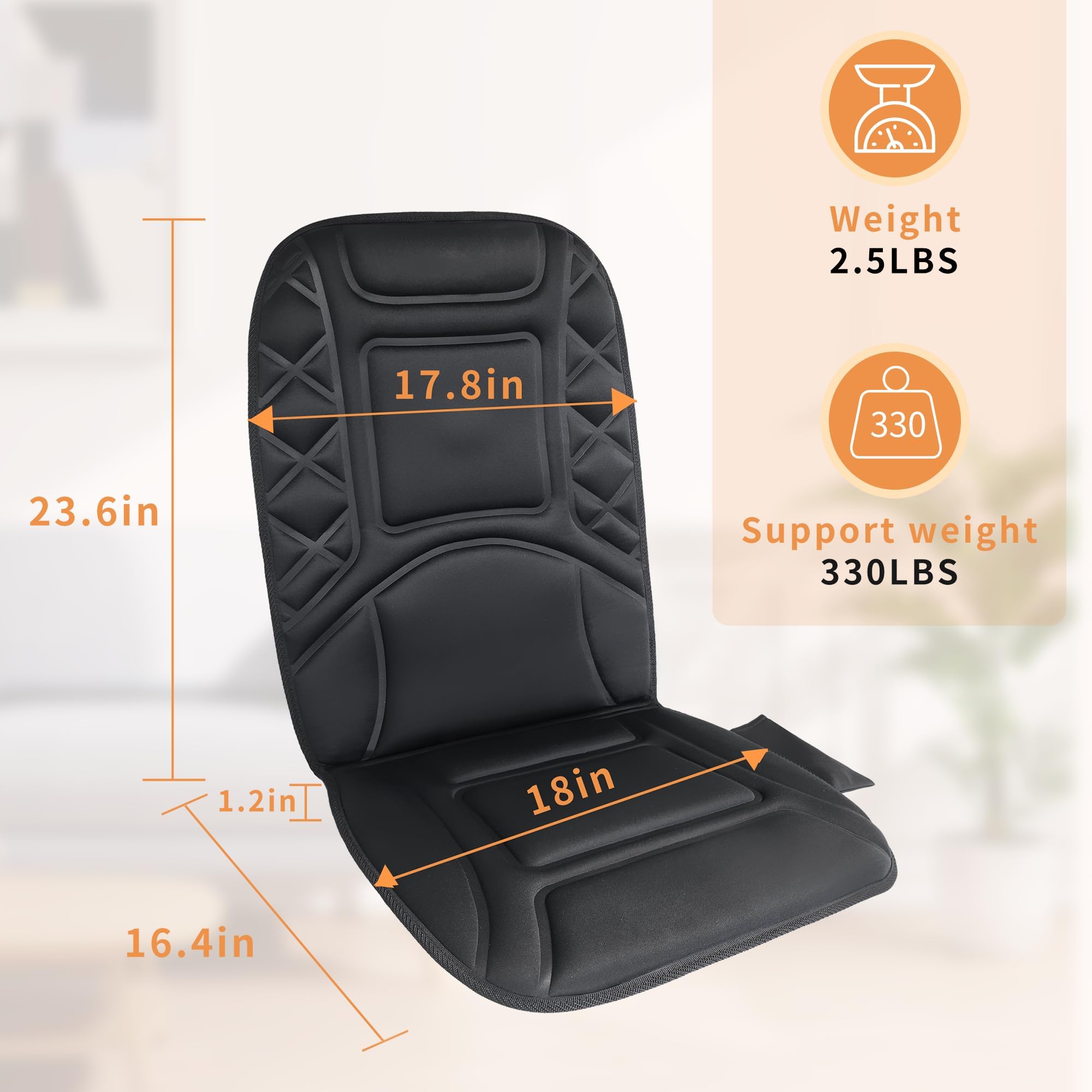Mynt heated massage chair pad fits office chair securely