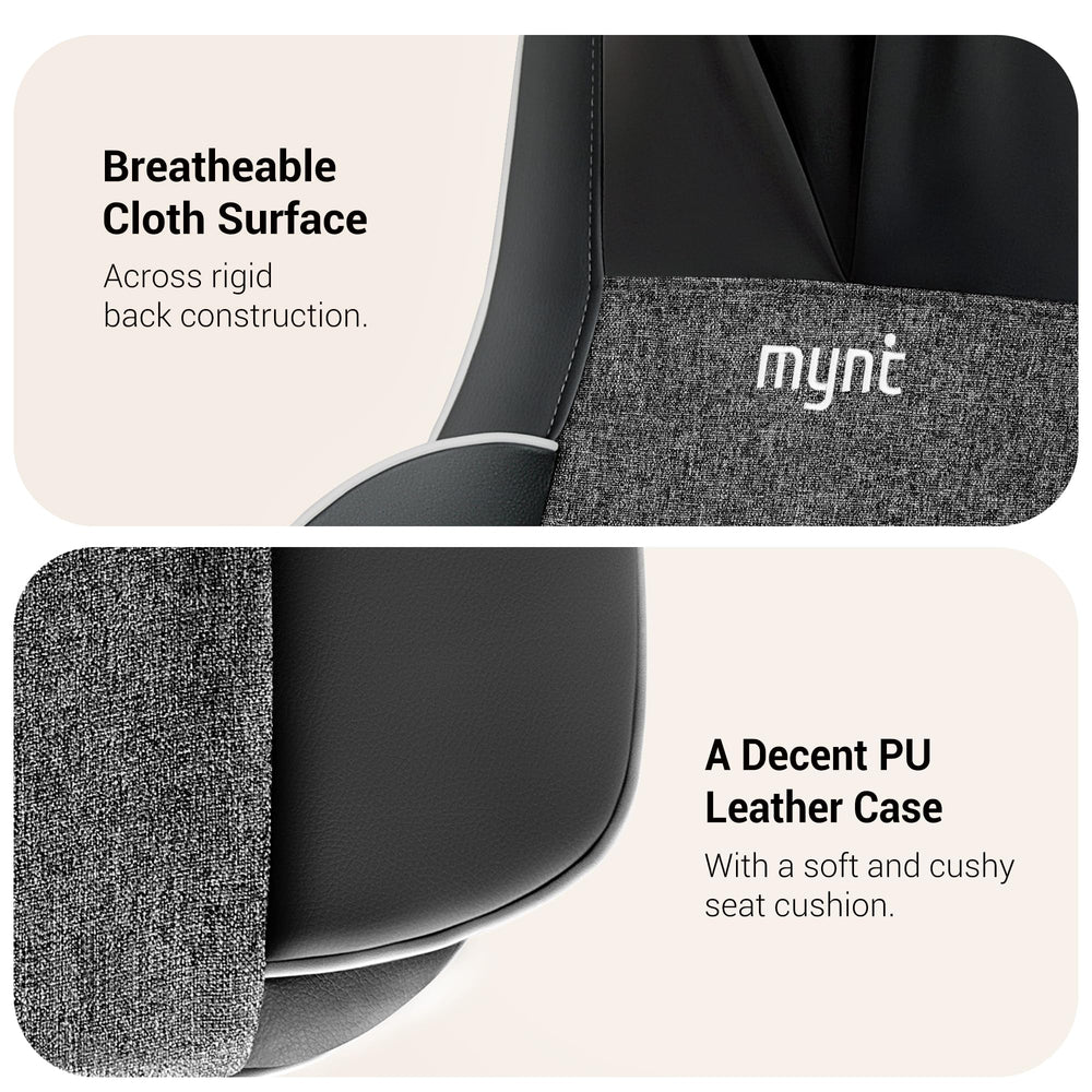 Black Mynt massager blending with living room couch