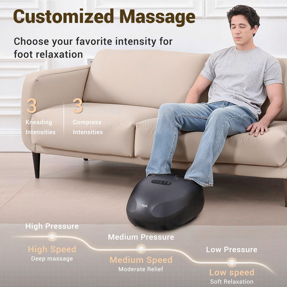 Feet up to size 14 fit comfortably in the Mynt massager