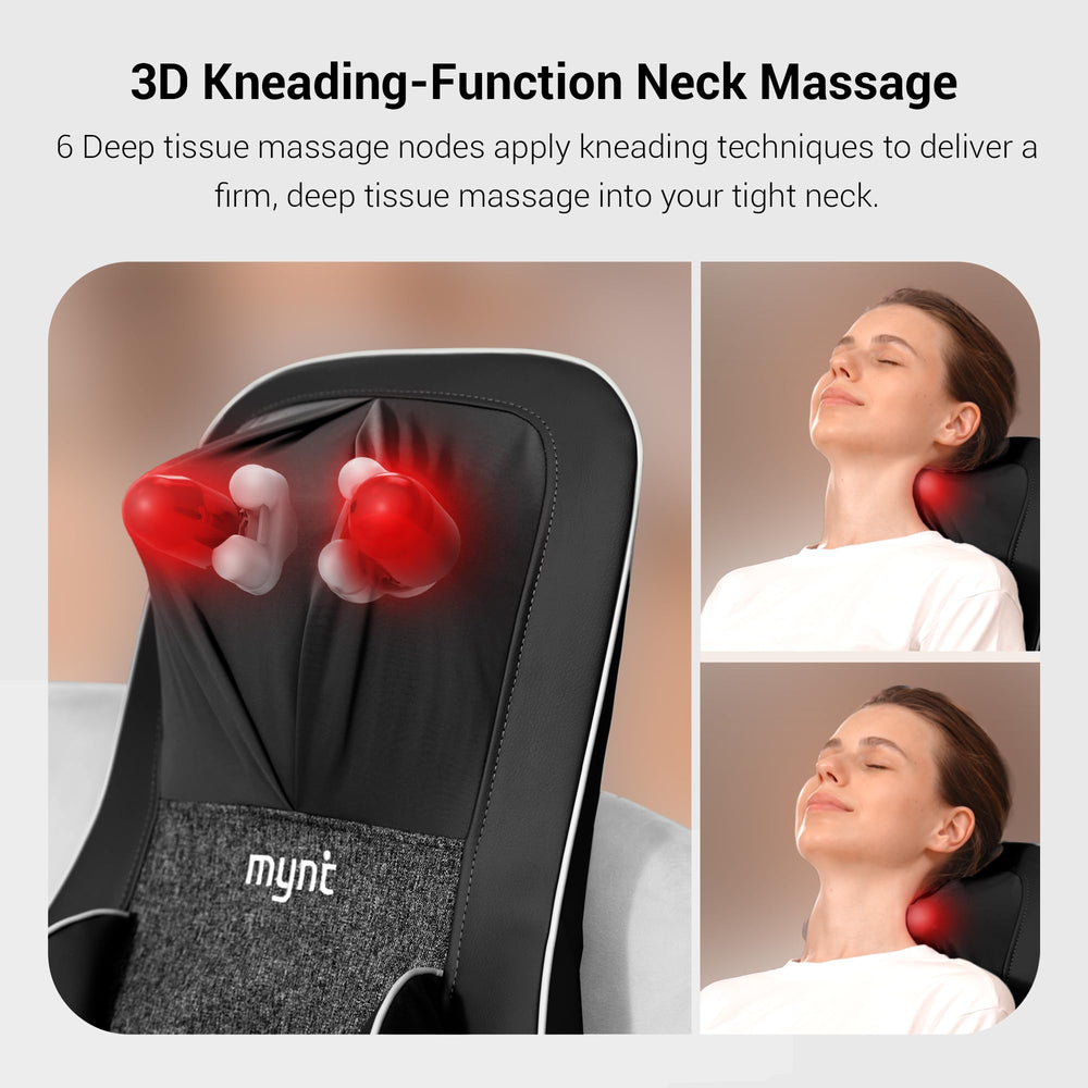 Spot massage targeting mid-back area with adjustable kneading