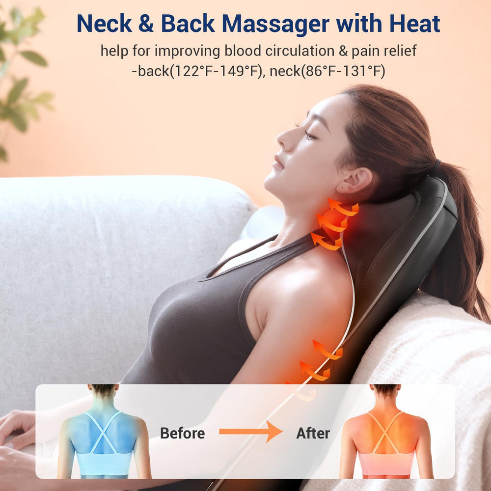 Spot massage zone focuses on tight shoulders and lower back for targeted relief