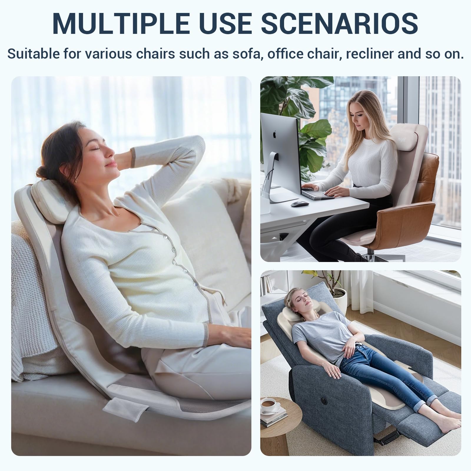 Mynt warmth feature adds gentle heat for relaxing muscles.