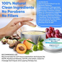 Myofascial Releaser Balm with natural oils nourishes skin during therapy.