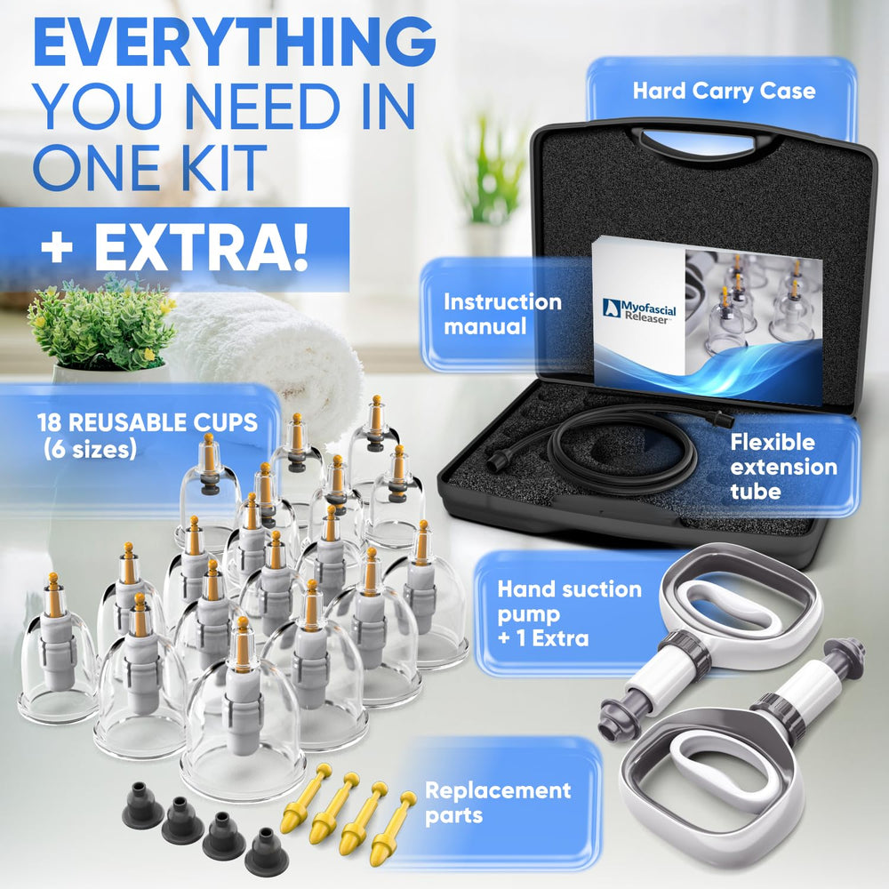 Myofascial Releaser extension tube adds reach for broader treatment areas.