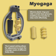 Myogaga elastic bands enhance ease of use during massage.