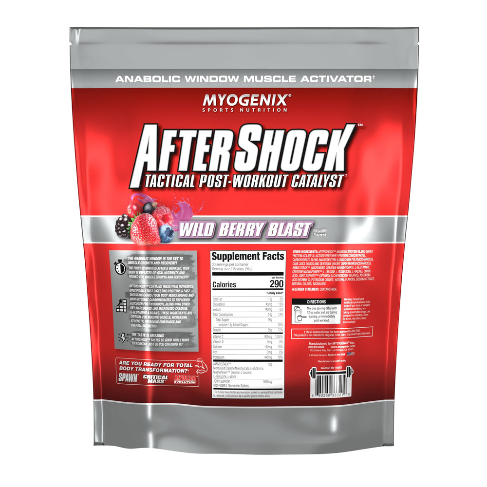 Myogenix Aftershock five flavors lineup for variety after training